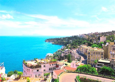 Panorama of Naples and Mediterranean sea, Italy Foto de stock - Super Valor sin royalties y Suscripción, Código: 400-06744010