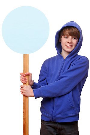 Portrait of a teenager holding a blank sign on white background Stock Photo - Budget Royalty-Free & Subscription, Code: 400-06744089