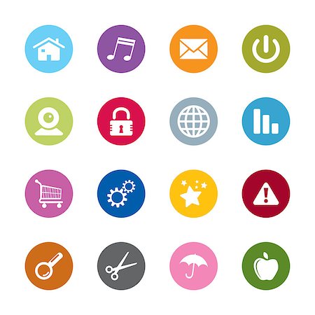 Set of modern  web universal icons. 16 different colors. Foto de stock - Super Valor sin royalties y Suscripción, Código: 400-06744135