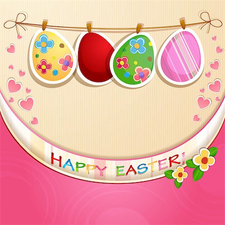 Easter greeting card with eggs Stock Photo - Budget Royalty-Free & Subscription, Code: 400-06744172