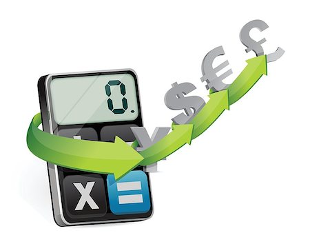 simsearch:400-06744136,k - currency exchange and modern calculator illustration design over white Stockbilder - Microstock & Abonnement, Bildnummer: 400-06744301