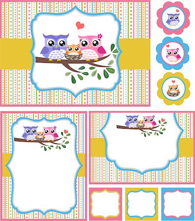 simsearch:400-06744568,k - baby shower bird card set Fotografie stock - Microstock e Abbonamento, Codice: 400-06744563