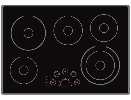 dangerous kitchen - The surface of the modern electric stoves for home cooking. Vector illustration. Stock Photo - Budget Royalty-Free & Subscription, Code: 400-06744848