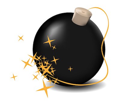 vector illustration black bomb isolated on the white background Stock Photo - Budget Royalty-Free & Subscription, Code: 400-06744898