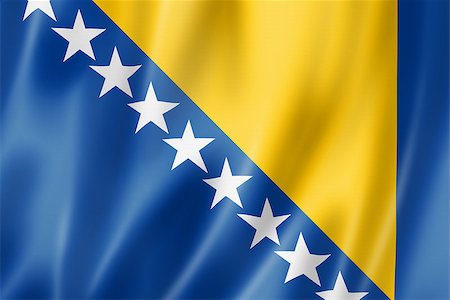 simsearch:400-06745053,k - Bosnia and Herzegovina flag, three dimensional render, satin texture Stock Photo - Budget Royalty-Free & Subscription, Code: 400-06745034