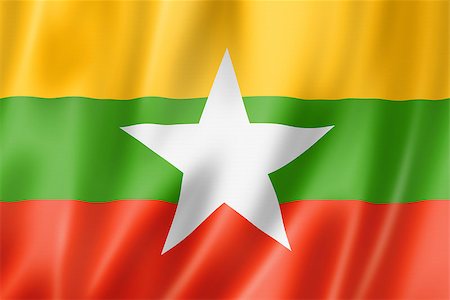 simsearch:400-08250314,k - Burma Myanmar flag, three dimensional render, satin texture Stock Photo - Budget Royalty-Free & Subscription, Code: 400-06745036