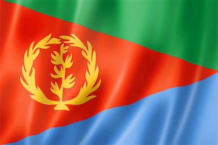 simsearch:400-06745053,k - Eritrea flag, three dimensional render, satin texture Stock Photo - Budget Royalty-Free & Subscription, Code: 400-06745049