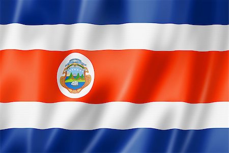 simsearch:400-06745053,k - Costa Rica flag, three dimensional render, satin texture Stock Photo - Budget Royalty-Free & Subscription, Code: 400-06745040