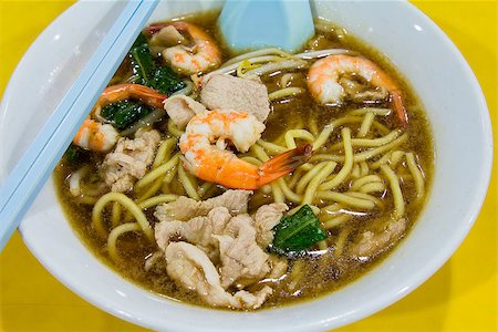 Hokkien Prawn Mee Soup Noodles with Pork and Vegetables Closeup Stock Photo - Budget Royalty-Free & Subscription, Code: 400-06745295