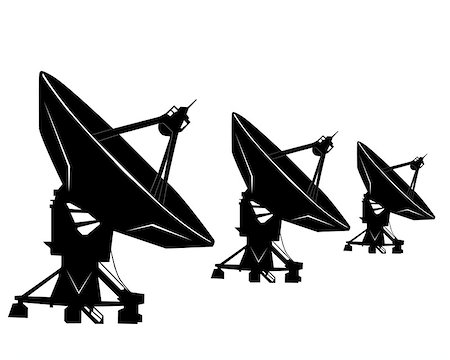 radio astronomy - three radio telescopes on white background Photographie de stock - Aubaine LD & Abonnement, Code: 400-06745328