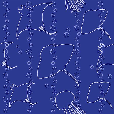 Stripy seamless pattern with stingray silhouettes Photographie de stock - Aubaine LD & Abonnement, Code: 400-06745440