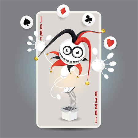 escova (artist) - Joker Harlequin Make Juggling Performance With Spade, Club, Diamond, Heart Balls In Front Of Big Card Stockbilder - Microstock & Abonnement, Bildnummer: 400-06745496