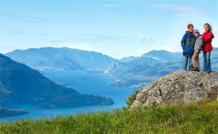 Alpine Lake Como summer  view from mountain top and family (Italy) Stock Photo - Budget Royalty-Free & Subscription, Code: 400-06745669