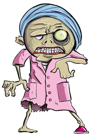 Cartoon zombie grandma isolated on white Stock Photo - Budget Royalty-Free & Subscription, Code: 400-06745761