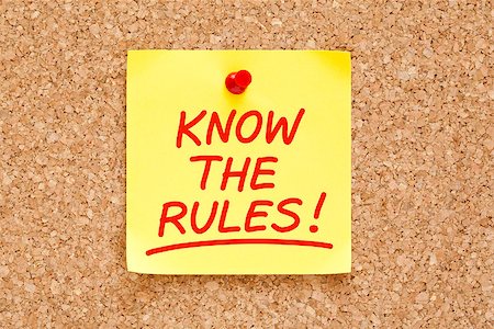 Know The Rules written on yellow sticky note with red marker. Stockbilder - Microstock & Abonnement, Bildnummer: 400-06745833