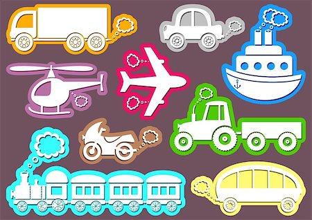 simsearch:400-04489755,k - set of coloured transport icons on brown background Stock Photo - Budget Royalty-Free & Subscription, Code: 400-06745945