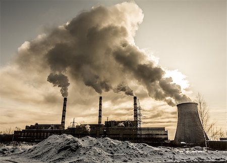 Factory pollutes the atmosphere harmful emissions. Russia, Yaroslavl Stock Photo - Budget Royalty-Free & Subscription, Code: 400-06746002