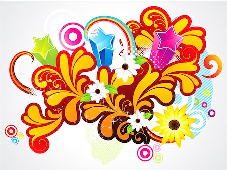 abstract colorful floral background vector illustration Stock Photo - Budget Royalty-Free & Subscription, Code: 400-06746271