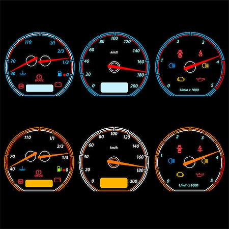 simsearch:400-06748729,k - Set of car speedometers for racing design. vector illustration Stock Photo - Budget Royalty-Free & Subscription, Code: 400-06746405
