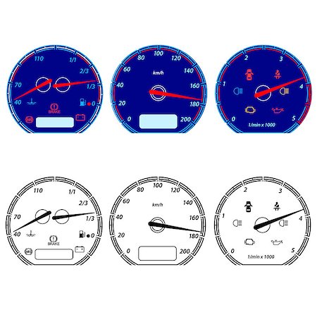 simsearch:400-06748729,k - Set of car speedometers for racing design. vector illustration Stock Photo - Budget Royalty-Free & Subscription, Code: 400-06746412
