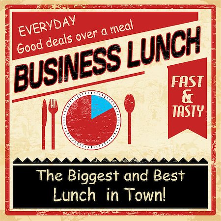 Vintage bussiness lunch grunge old style poster background, vector illustration Stock Photo - Budget Royalty-Free & Subscription, Code: 400-06746470