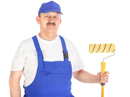 painter and decorator - Confident house painter before work over white background Stock Photo - Budget Royalty-Free & Subscription, Code: 400-06746810