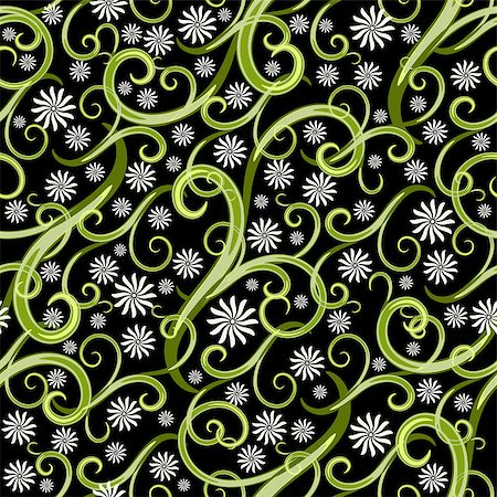 simsearch:400-05922161,k - Seamless pattern with green translucent vintage lacy curls and small white flowers (vector EPS 10) Photographie de stock - Aubaine LD & Abonnement, Code: 400-06746812