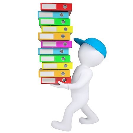 simsearch:649-03447502,k - 3d white man carries stack of office folders. Isolated render on a white background Foto de stock - Royalty-Free Super Valor e Assinatura, Número: 400-06746887