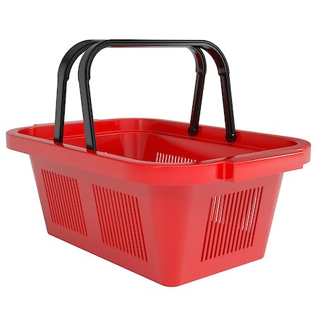 simsearch:400-08529908,k - Red shopping basket. Isolated render on a white background Stock Photo - Budget Royalty-Free & Subscription, Code: 400-06747051