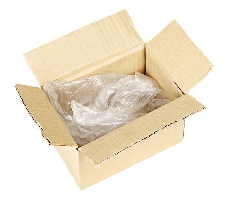 simsearch:400-04407352,k - open empty cardboard box isolated on white Photographie de stock - Aubaine LD & Abonnement, Code: 400-06747221