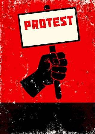 revolutionary - Red and black poster with fist and placard Photographie de stock - Aubaine LD & Abonnement, Code: 400-06747312