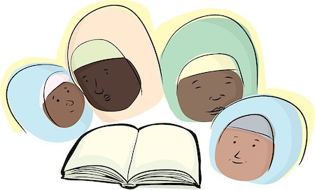 simsearch:400-08013506,k - Group of four Muslim women around a book Foto de stock - Super Valor sin royalties y Suscripción, Código: 400-06747387