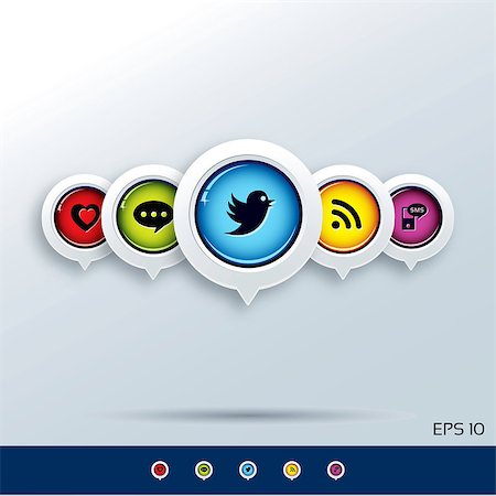 Set of modern social networking icons. Stockbilder - Microstock & Abonnement, Bildnummer: 400-06747445