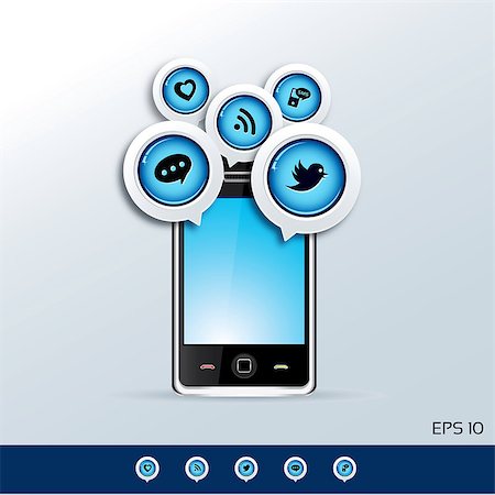 Smartphone and social networking icons. Foto de stock - Super Valor sin royalties y Suscripción, Código: 400-06747446