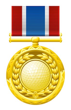A gold winners medal with a laurel wreath and golf ball illustration. Stock Photo - Budget Royalty-Free & Subscription, Code: 400-06747472