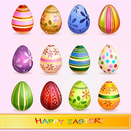 Set of colorful  Easter eggs Stock Photo - Budget Royalty-Free & Subscription, Code: 400-06747543
