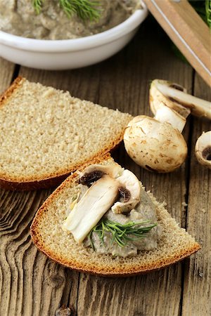 champignon mushroom pate with rye bread and dill Stock Photo - Budget Royalty-Free & Subscription, Code: 400-06747580