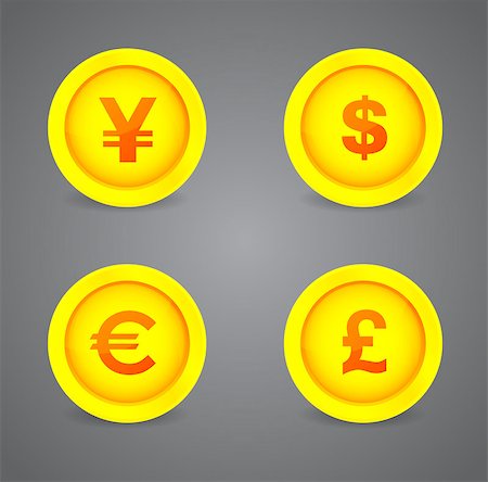 simsearch:400-06744136,k - Currency signs on glossy icons. Vector icons Stockbilder - Microstock & Abonnement, Bildnummer: 400-06747610