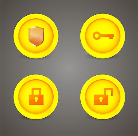 Set of glossy security icons. Vector icons Stock Photo - Budget Royalty-Free & Subscription, Code: 400-06747631