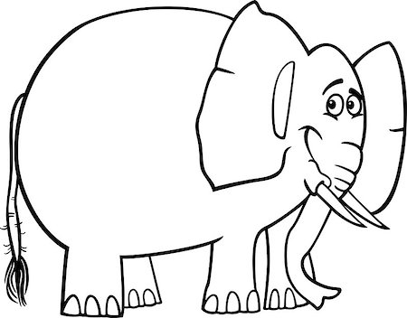 simsearch:400-08916377,k - Black and White Cartoon Illustration of Cute African Elephant for Coloring Book Photographie de stock - Aubaine LD & Abonnement, Code: 400-06747689