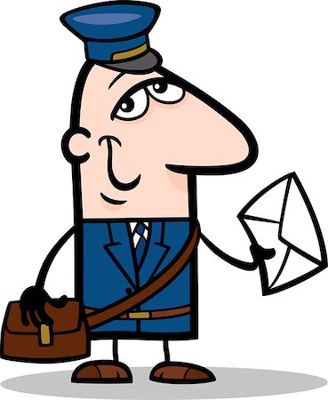 Cartoon Illustration of Funny Postman with Letter Profession Occupation Stock Photo - Budget Royalty-Free & Subscription, Code: 400-06747737