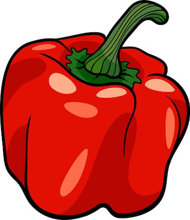 red pepper drawing - Cartoon Illustration of Red Pepper or Paprika Vegetable Food Object Stock Photo - Budget Royalty-Free & Subscription, Code: 400-06747760
