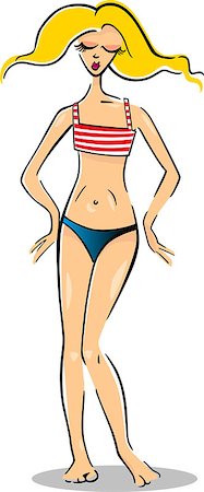 simsearch:400-07619565,k - Cartoon Illustration of Cute Pretty Woman in Bikini or Swimsuit or Swimwear Foto de stock - Royalty-Free Super Valor e Assinatura, Número: 400-06747774