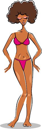 simsearch:400-07619565,k - Cartoon Illustration of Cute Pretty Woman in Bikini or Swimsuit or Bathing Costume Foto de stock - Royalty-Free Super Valor e Assinatura, Número: 400-06747776