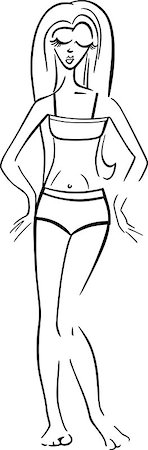 simsearch:400-07619565,k - Black and White Cartoon Illustration of Cute Pretty Woman in Bikini or Swimsuit or Bathing Suit Foto de stock - Royalty-Free Super Valor e Assinatura, Número: 400-06747779