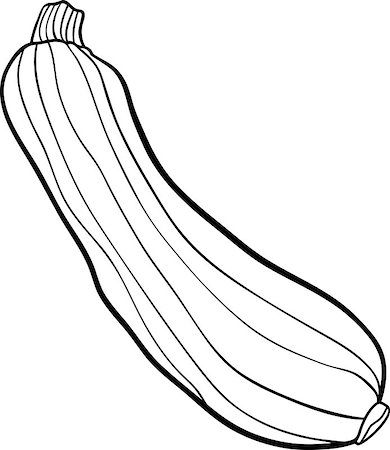 simsearch:400-06764427,k - Black and White Cartoon Illustration of Green Zucchini Vegetable Food Object for Coloring Book Fotografie stock - Microstock e Abbonamento, Codice: 400-06747771