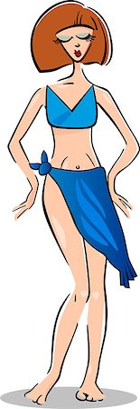simsearch:400-07619565,k - Cartoon Illustration of Cute Pretty Woman in Bikini or Swimsuit or Swimwear Foto de stock - Royalty-Free Super Valor e Assinatura, Número: 400-06747780