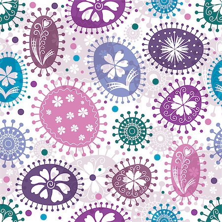 simsearch:400-07061067,k - Seamless white pattern with colorful balls and flowers and polka dots (vector EPS 10) Foto de stock - Super Valor sin royalties y Suscripción, Código: 400-06748030