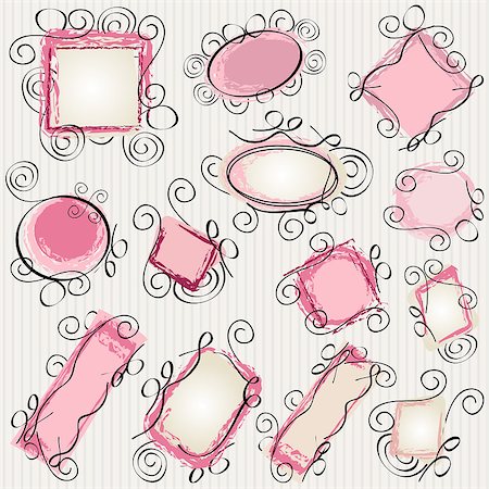 simsearch:400-07105878,k - simple swirl doodle frames pack Stockbilder - Microstock & Abonnement, Bildnummer: 400-06748104