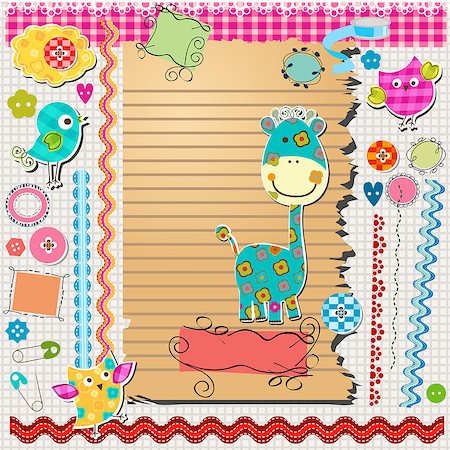 scrapbook kit with cute elements Stock Photo - Budget Royalty-Free & Subscription, Code: 400-06748109